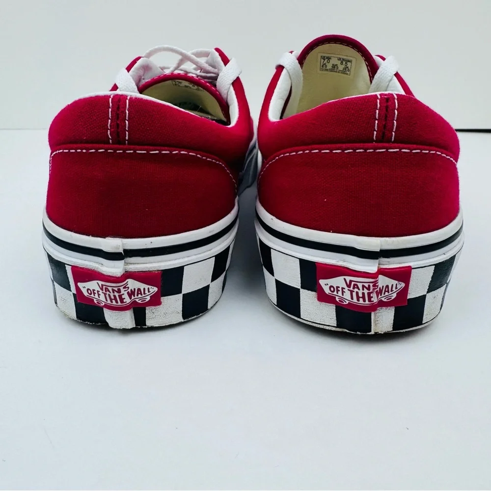 Vans Era Check Block Sneakers. Tango Red. Men's size 7, women’s size 8.5.